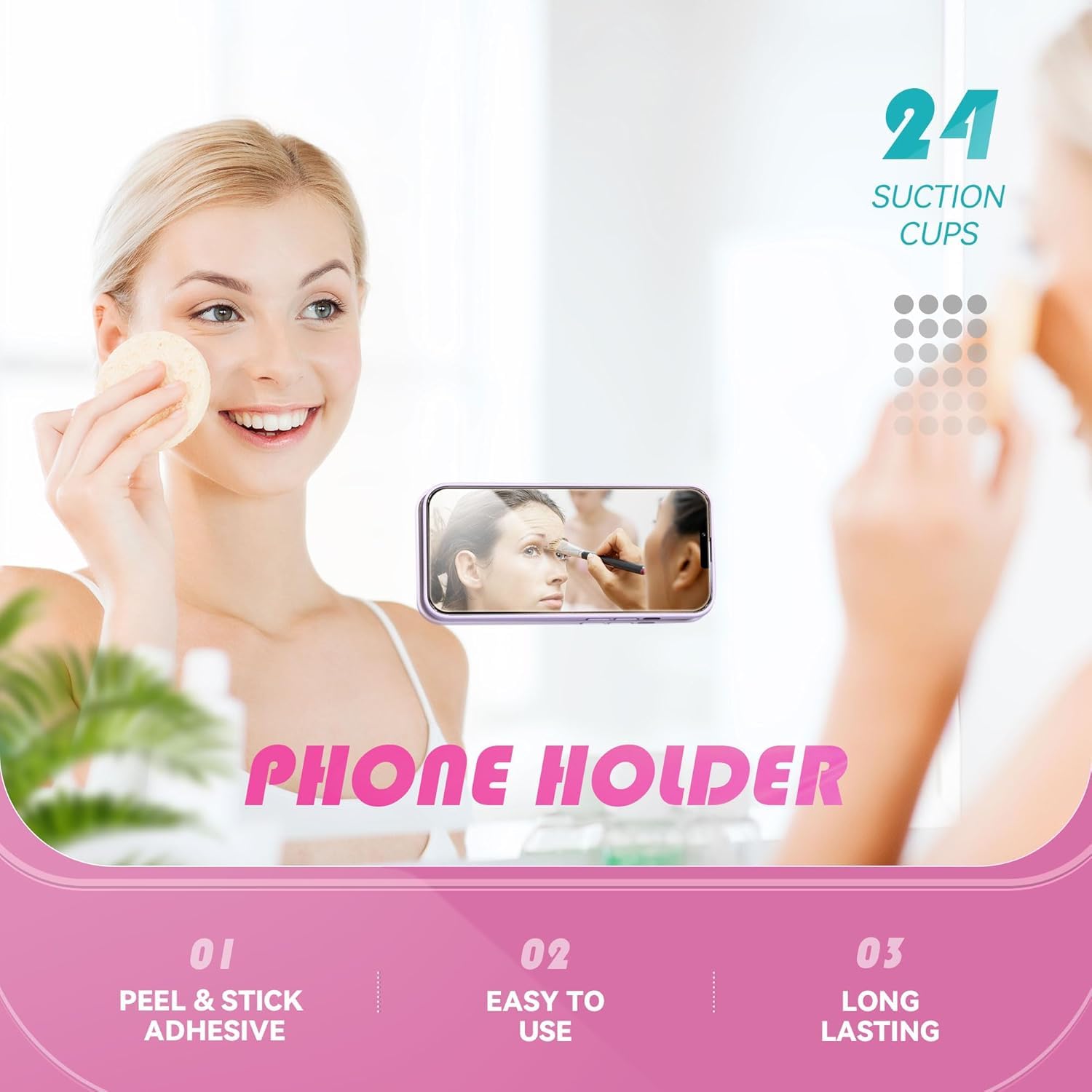 TVN Suction Phone Case, Phone Suction Sticker, Silicone Suction Phone Case for Hands-Free Mobile Accessory Holder Grip, Video Phone Accessory Compatible Mirror, Shower-(Blue) - DropSr